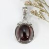Mặt đá Garnet ngọc hồng lựu bạc 925