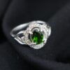 Nhẫn bạc đính đá Diopside tự nhiên hình oval 5*7