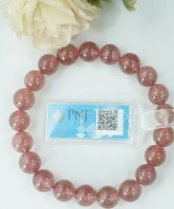 Vòng tay thạch anh dâu tây tóc đỏ 09mm chuẩn 6A