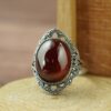Nhẫn bạc 925 đính đá Garnet đỏ sang trọng