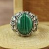 Nhẫn bạc 925 đá lông công 12*16mm