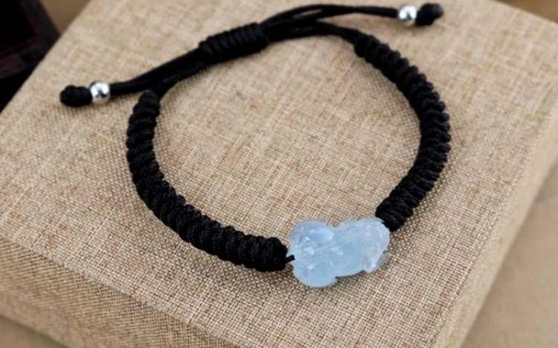 Vòng tay kết hợp ngũ điếu và lu thống từ đá Aquamarine