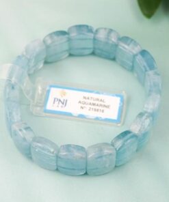 Vòng bản vuông đá Aquamarine xanh trong 12x16 chuẩn 6A