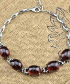 Lắc tay bạc đính đá Garnet đỏ cao cấp