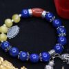 Vòng tay đá Lapis mix hổ phách 9mm chuẩn 5A