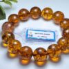 Vòng Hổ Phách huyết vàng nâu 16mm, 14 hạt