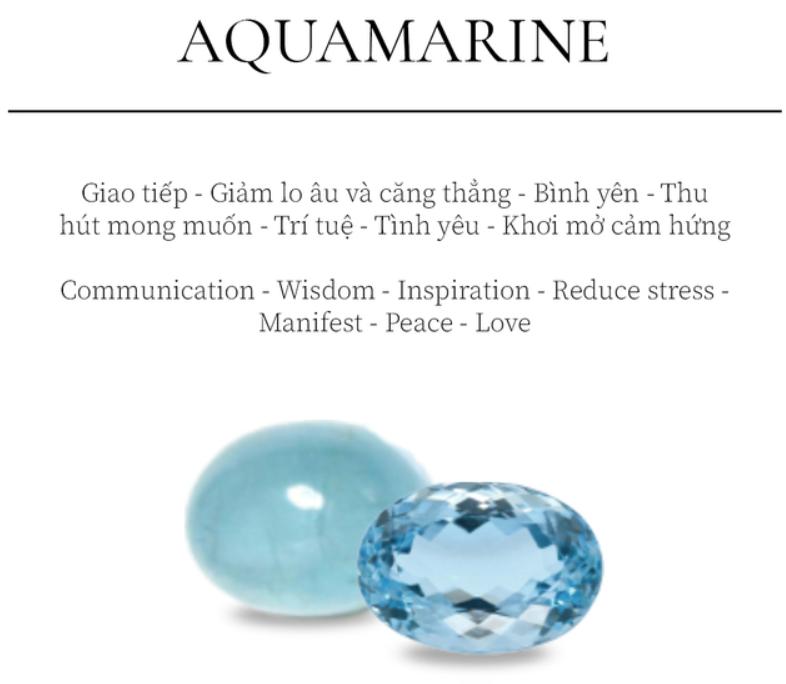 Đá Aquamarine mang sắc xanh dịu mát, gợi lên hình ảnh đại dương yên bình